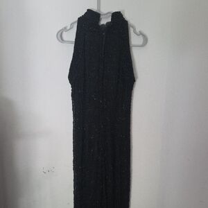 Adrianna Papell Black Textured Maxi Dress